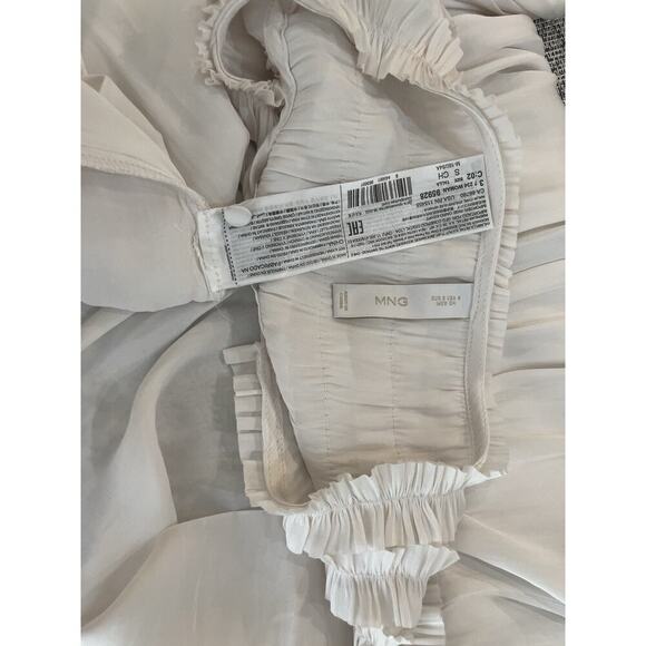 MNG MANGO BLOUSE RUFFLED SZ S LONG SLEEVE FLOWY ELASTIC CUFFS SOPHISTICATED Chic - Picture 10 of 16